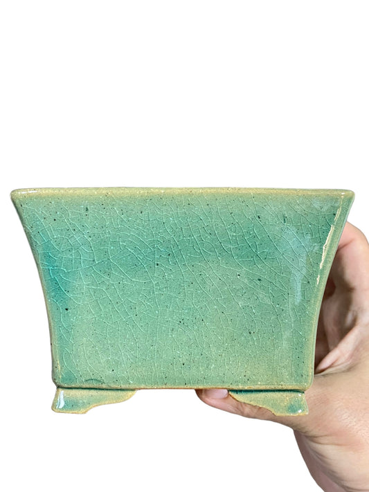 Shibakatsu - Exhibition Quality Crackle Glazed Bonsai Pot (5-1/4” wide)