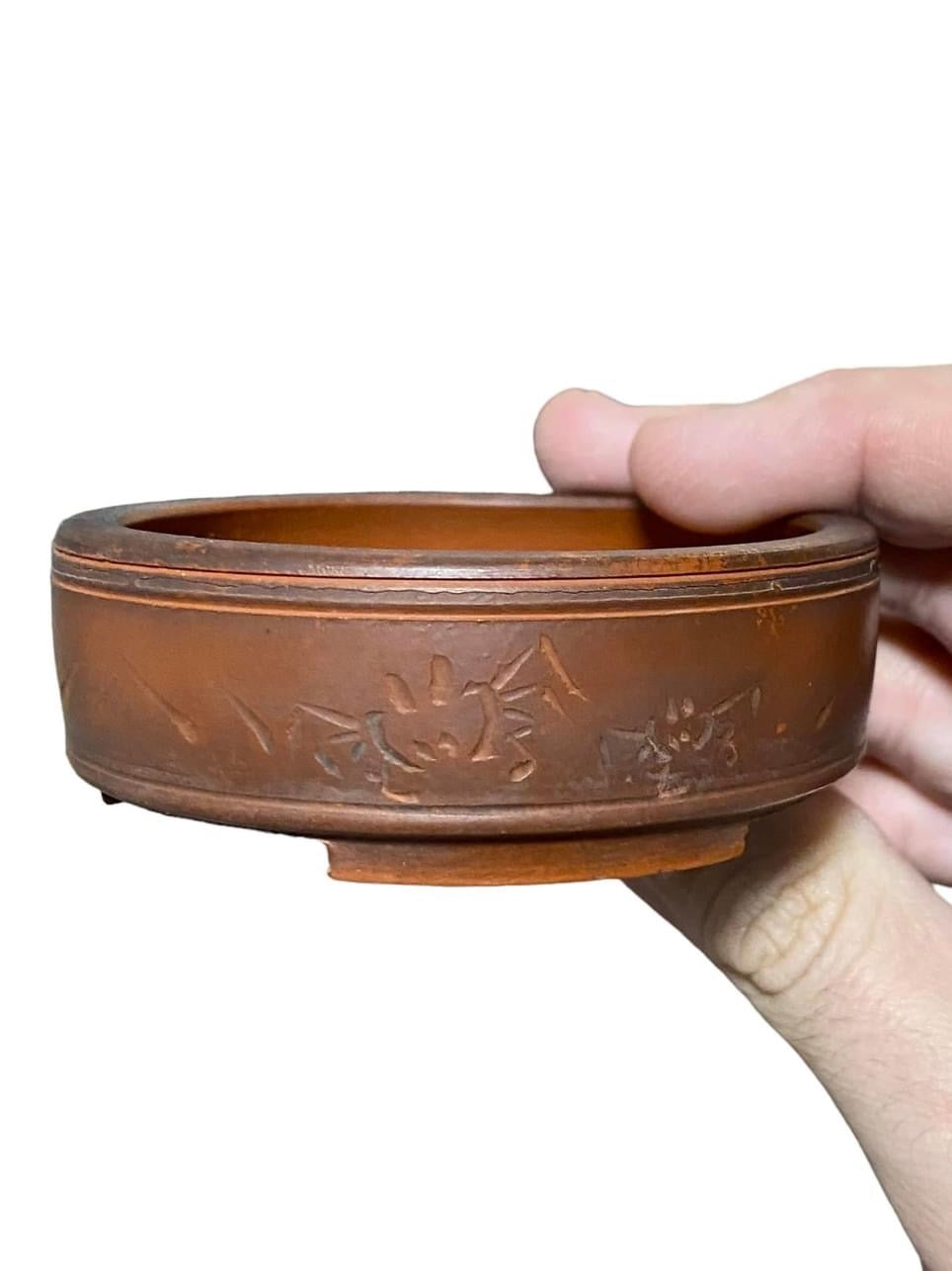 Deiju - Carved Drum Style Bonsai or Accent Pot