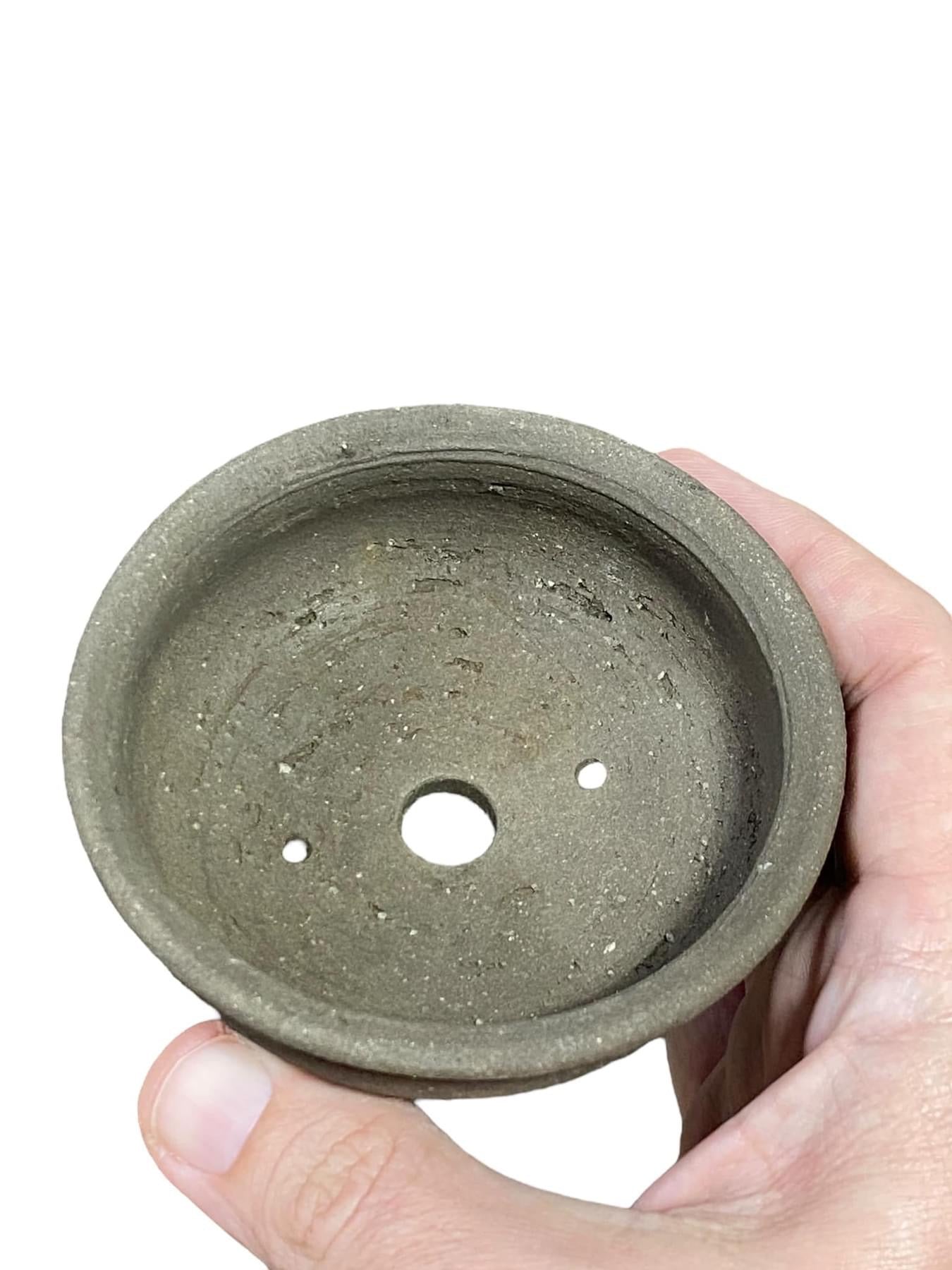 Heian Kosen - Old Unglazed Round Bonsai Pot