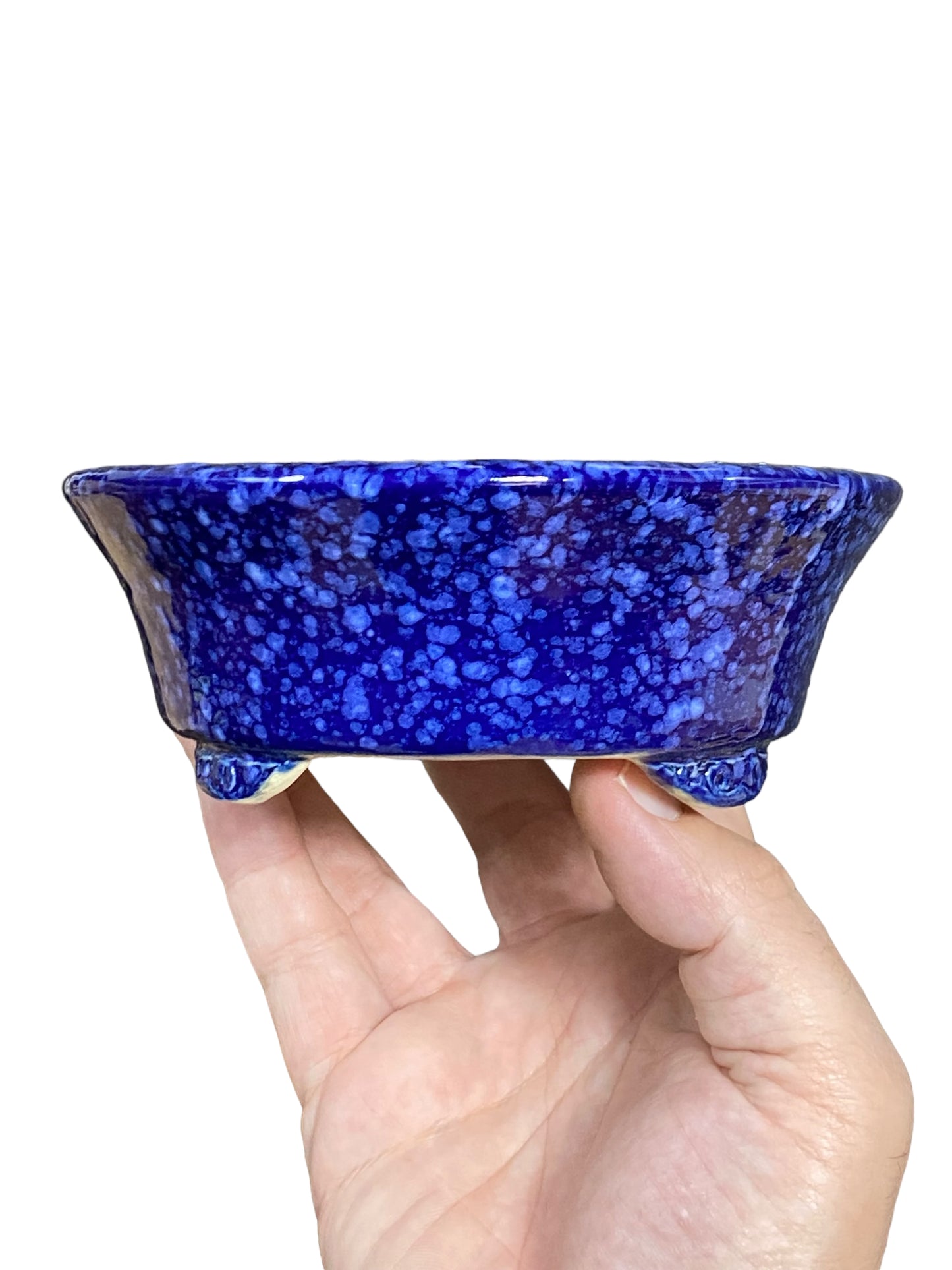 Koyo - Blue & White Glazed Medium Oval Bonsai Pot