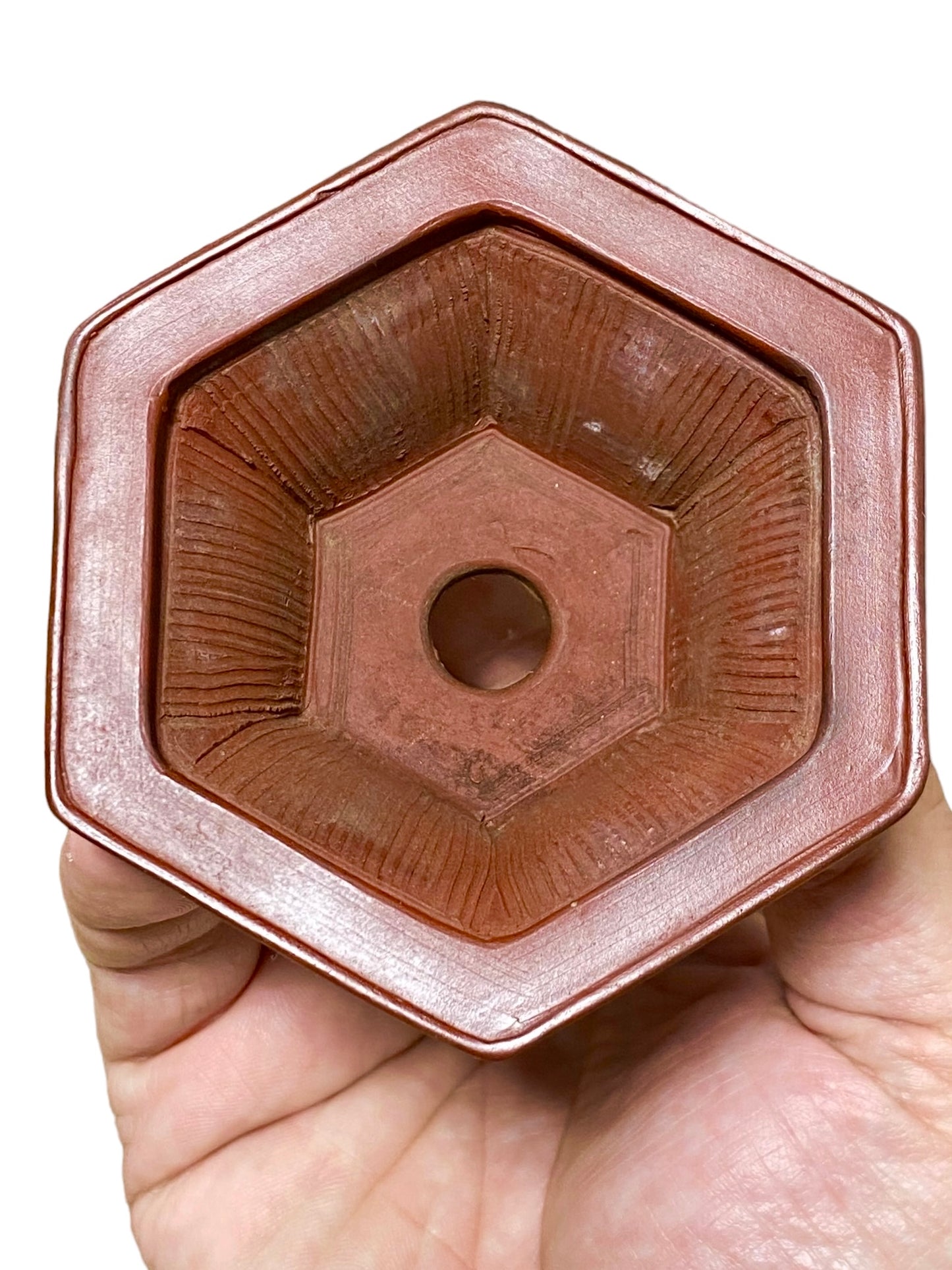 Bigei - Rare Small Unglazed Hexagon Style Bonsai Pot