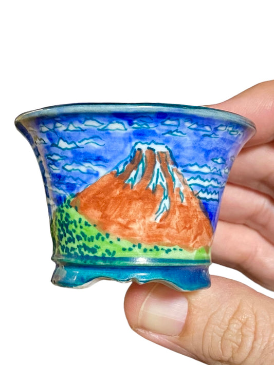 Tosui - Painted Mount Fuji Bonsai or Accent Pot