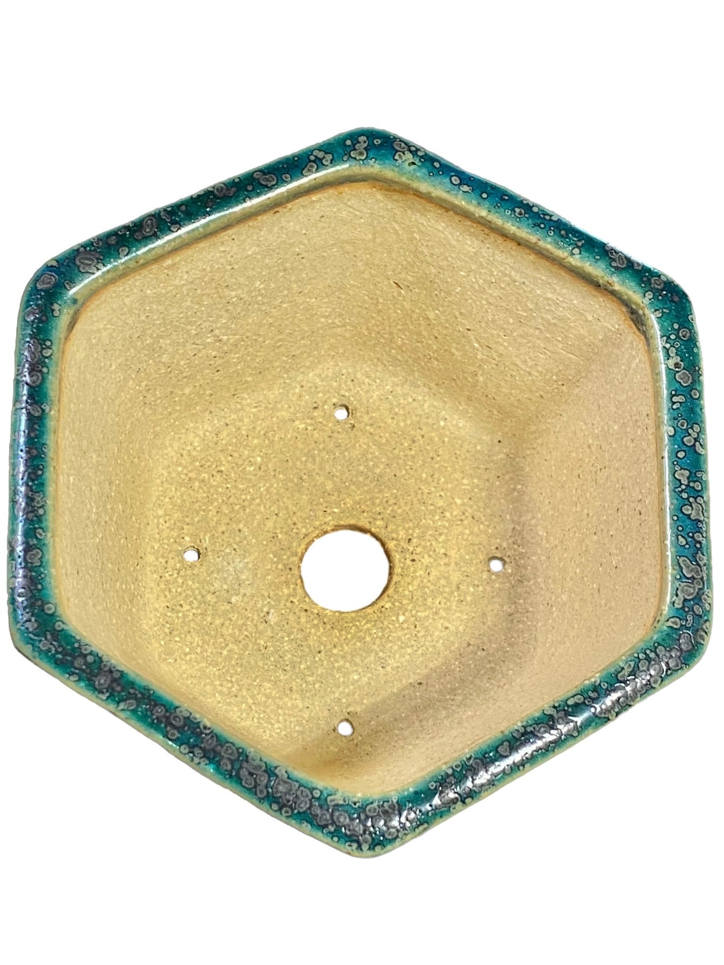 Koyo - Oribe Glazed Hexagon Bonsai Pot (4-7/8” wide)