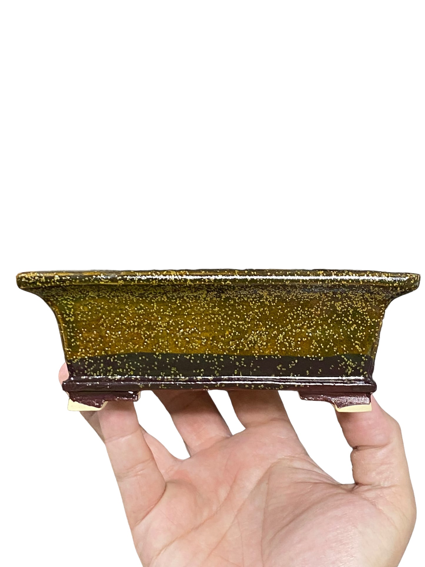 Fukuda Keiun - Triple Layered Rectangle Bonsai Pot (6-3/8" wide)