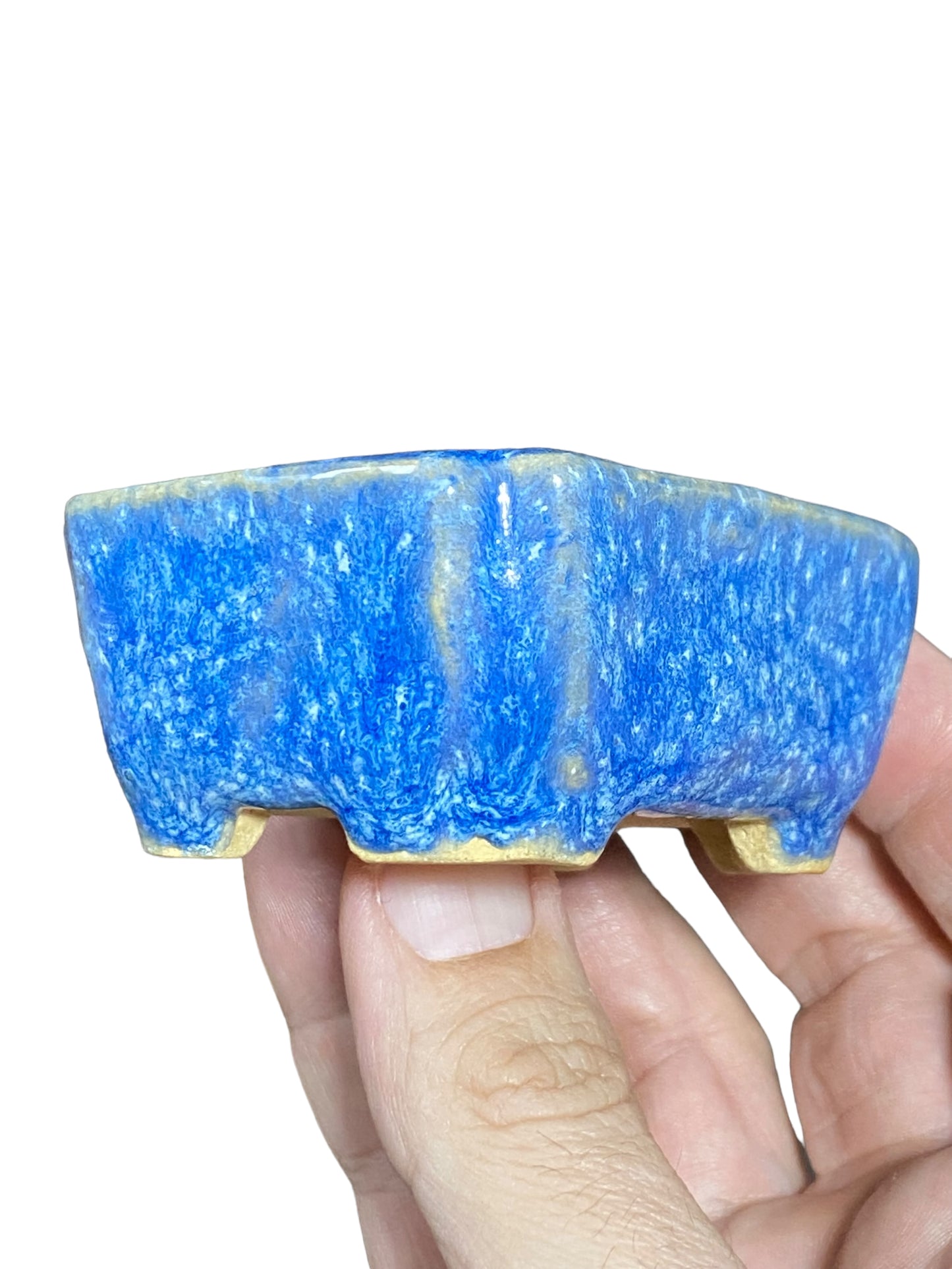 Zyubei - Stunning Blue Glazed Mame Rectangle Bonsai Pot