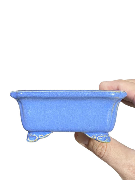 Shozan - Periwinkle Blue Bonsai Pot with Cloud Feet (4-1/16” wide)