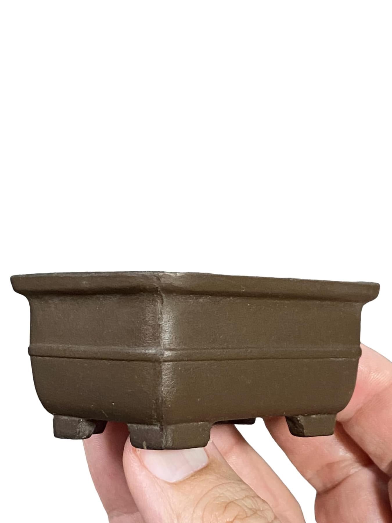 Japanese (Maybe Senkou) - Unglazed Banded Bonsai Pot (3-5/32” wide)
