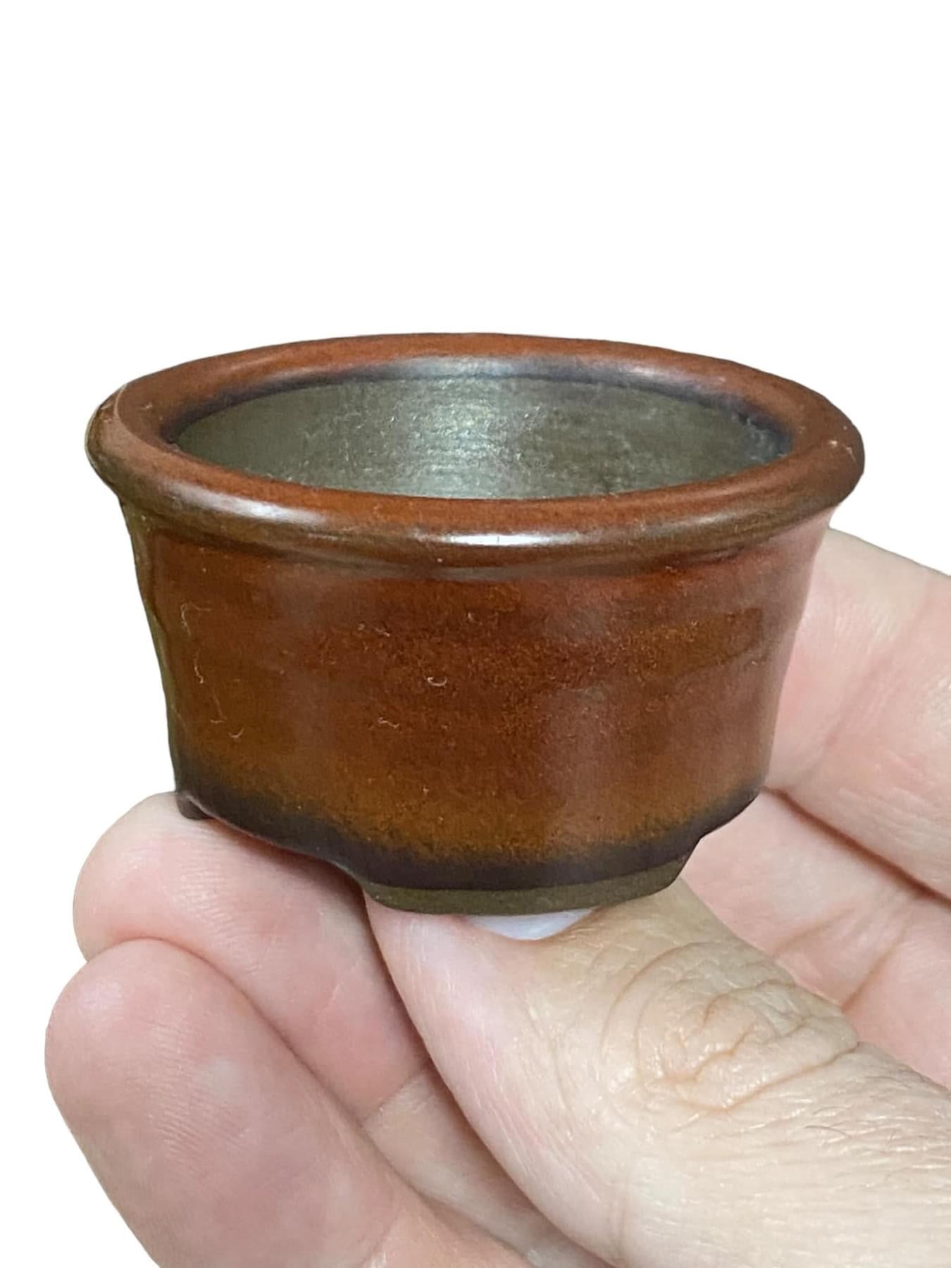 Japanese - Beautiful Glazed Round Bonsai Pot from Japan
