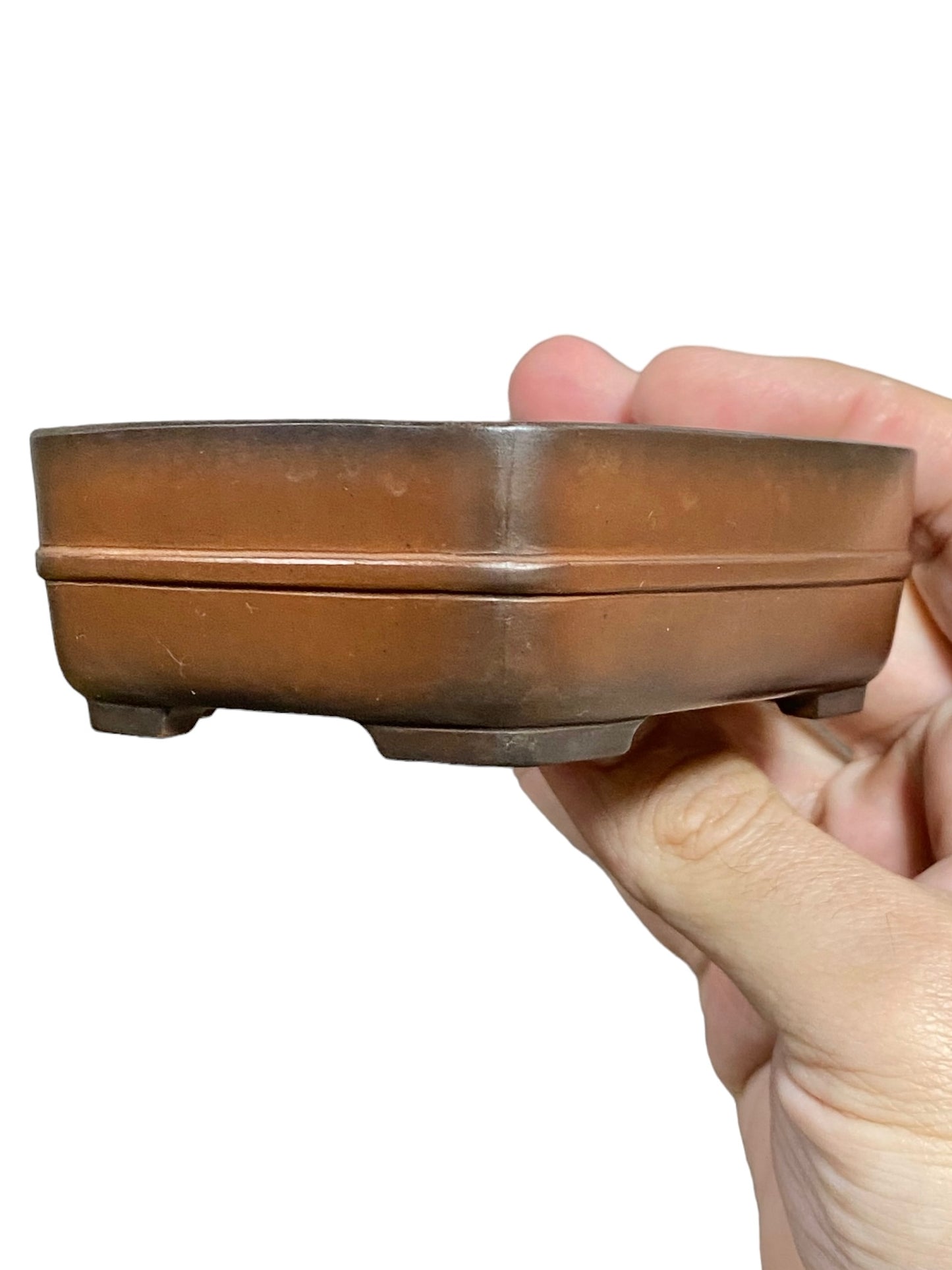 Bigei - Beautiful Old Banded Rectangle Shaped Bonsai Pot