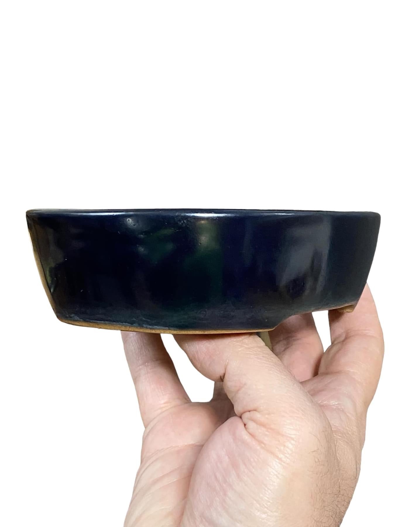 Housyu - Ruri Blue Glazed Oval Bonsai Pot