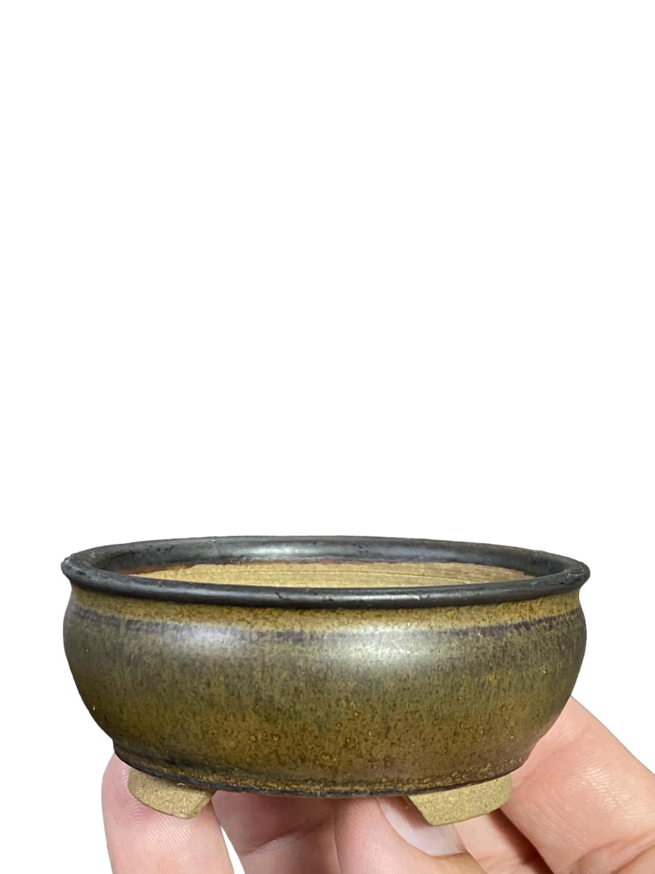 Deiju - Beautiful Atypical Glazed Bonsai Pot (2-15/16” wide)