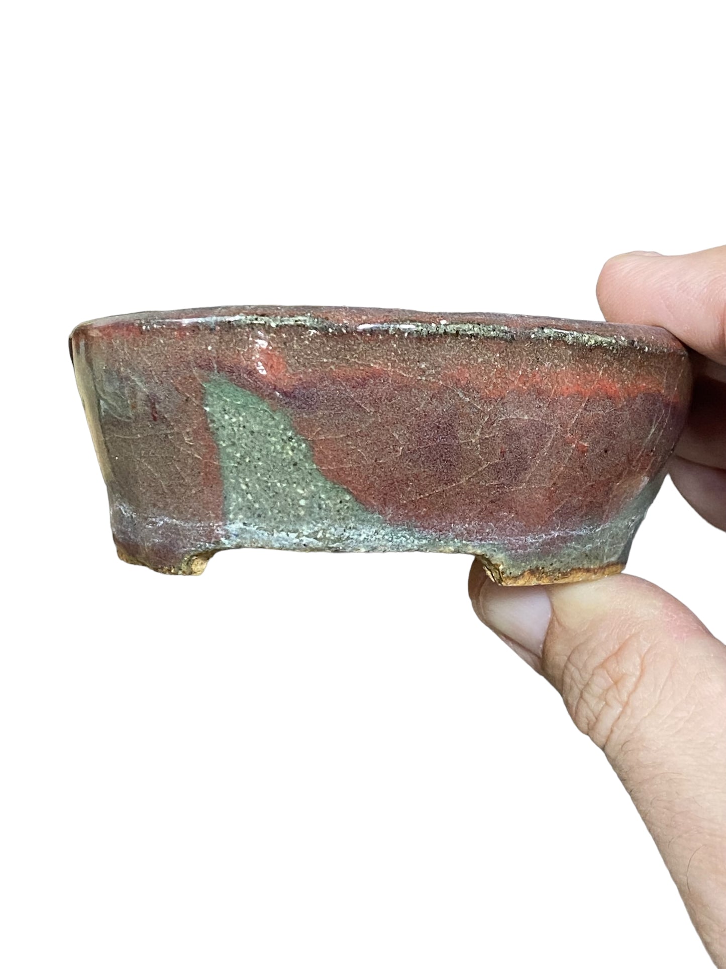 Glazed Multicolor Bonsai Pot from Japan