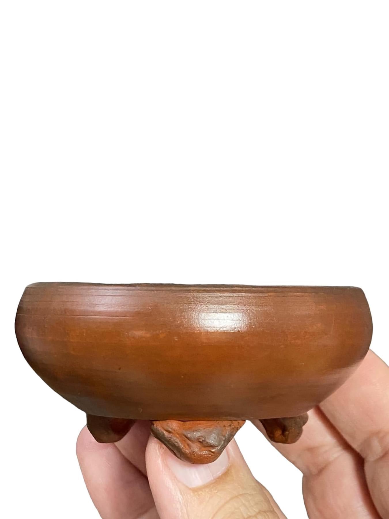 Deiju - Unglazed Footed Bowl Bonsai Pot (3-3/8” wide)