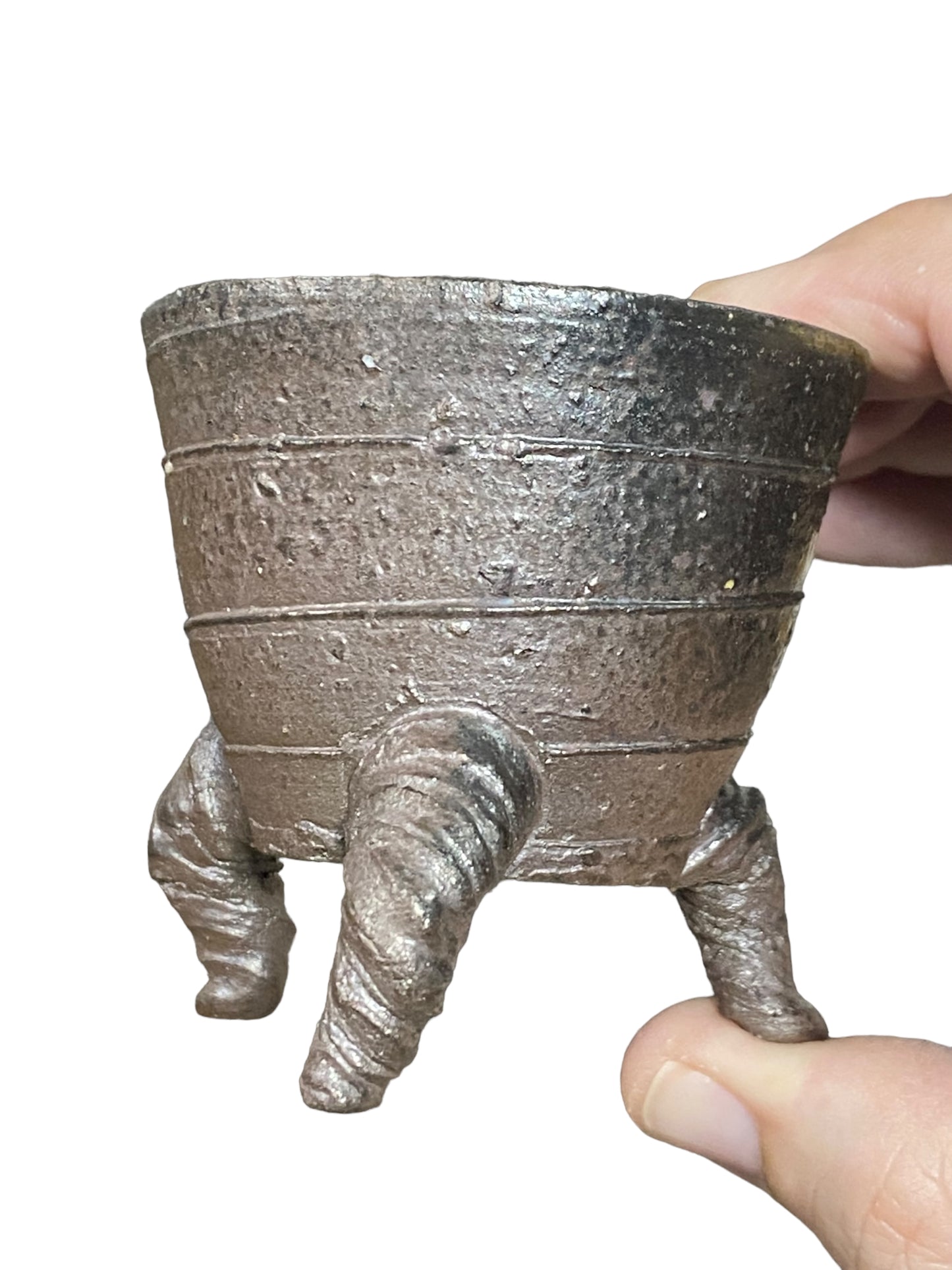 Hiroyuki - Rare Unglazed Footed Round Bonsai Pot