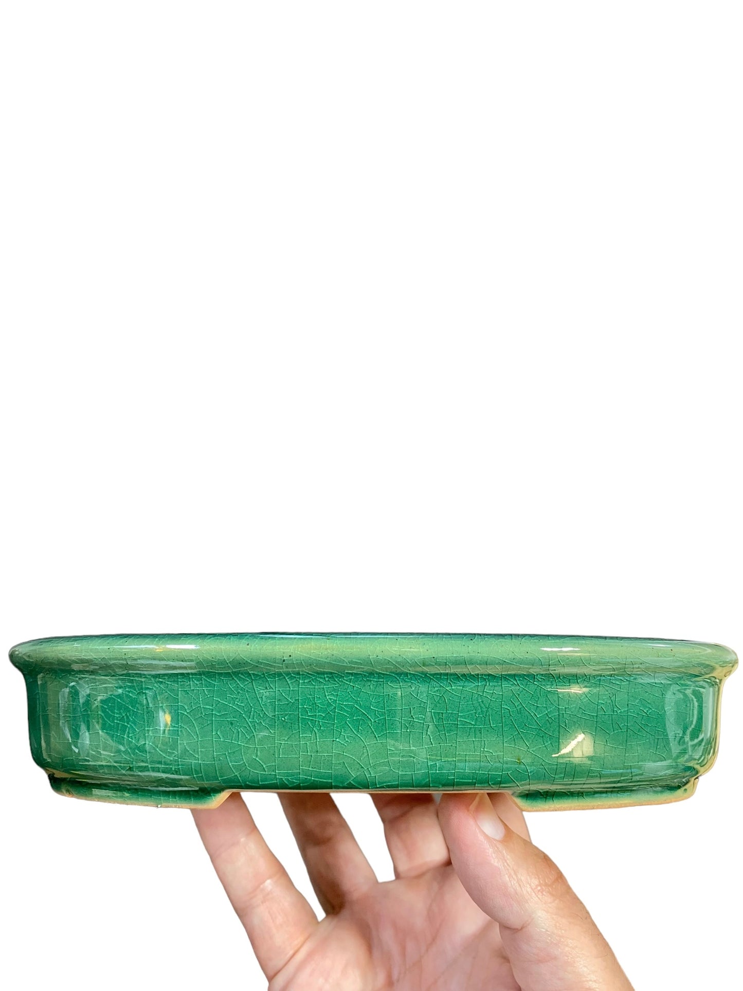 LoveBonsai Glazed Green Oval Bonsai Pot (8-1/2” wide)