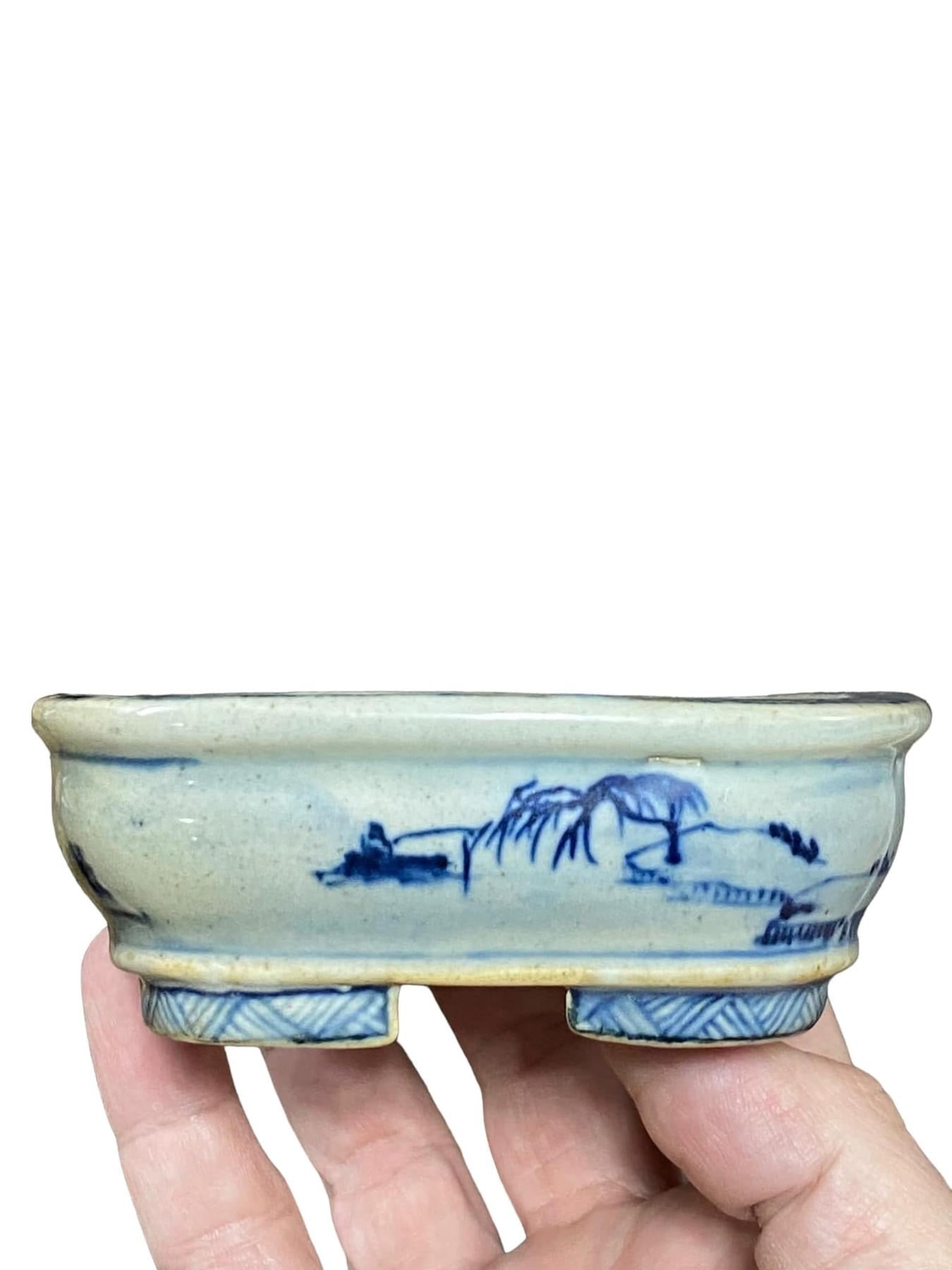 Vintage Chinese - Rare Hand Painted Scenic Bonsai Pot