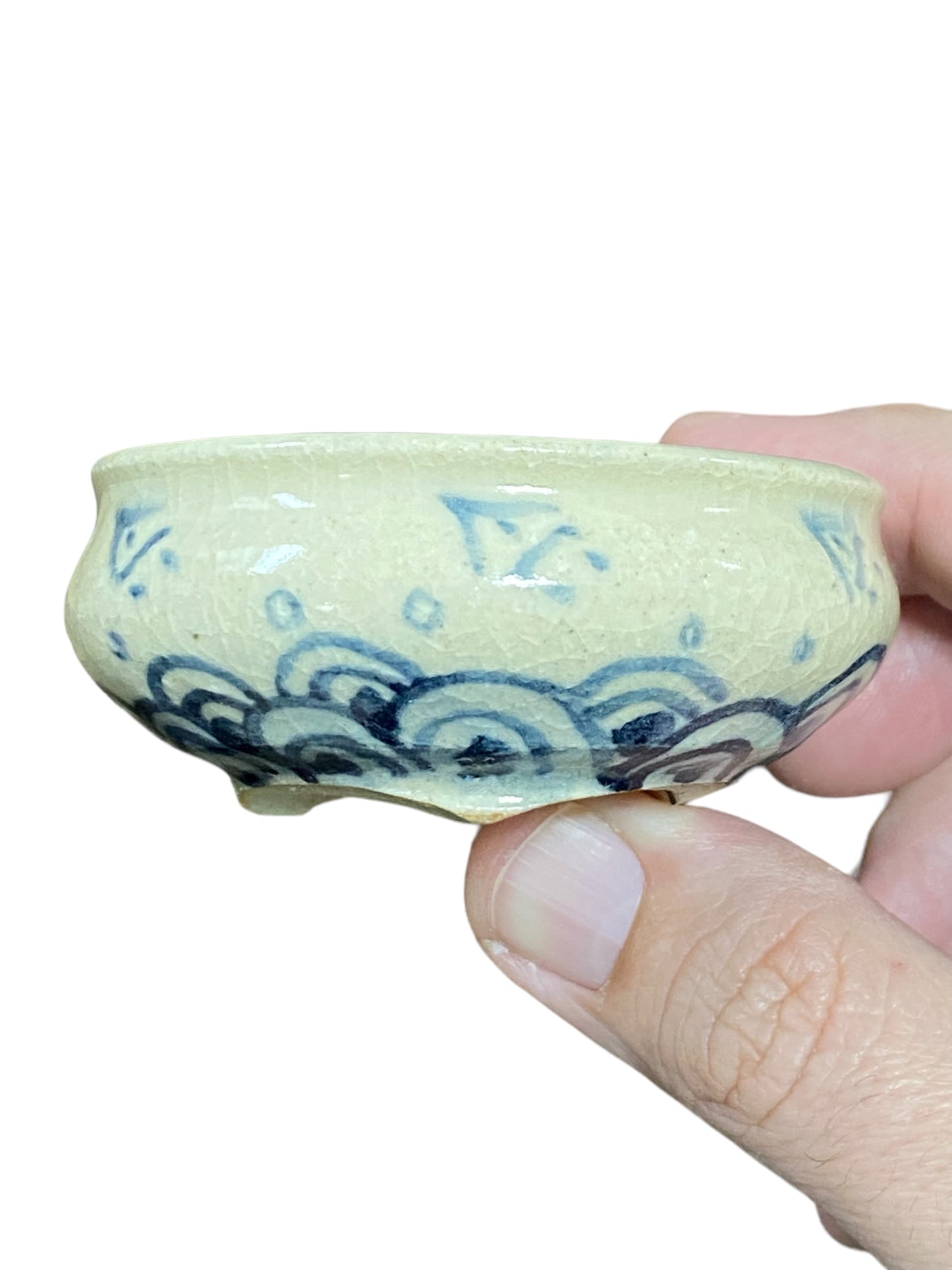Zeko - Lovely Crackle Glazed Painted Bonsai Pot