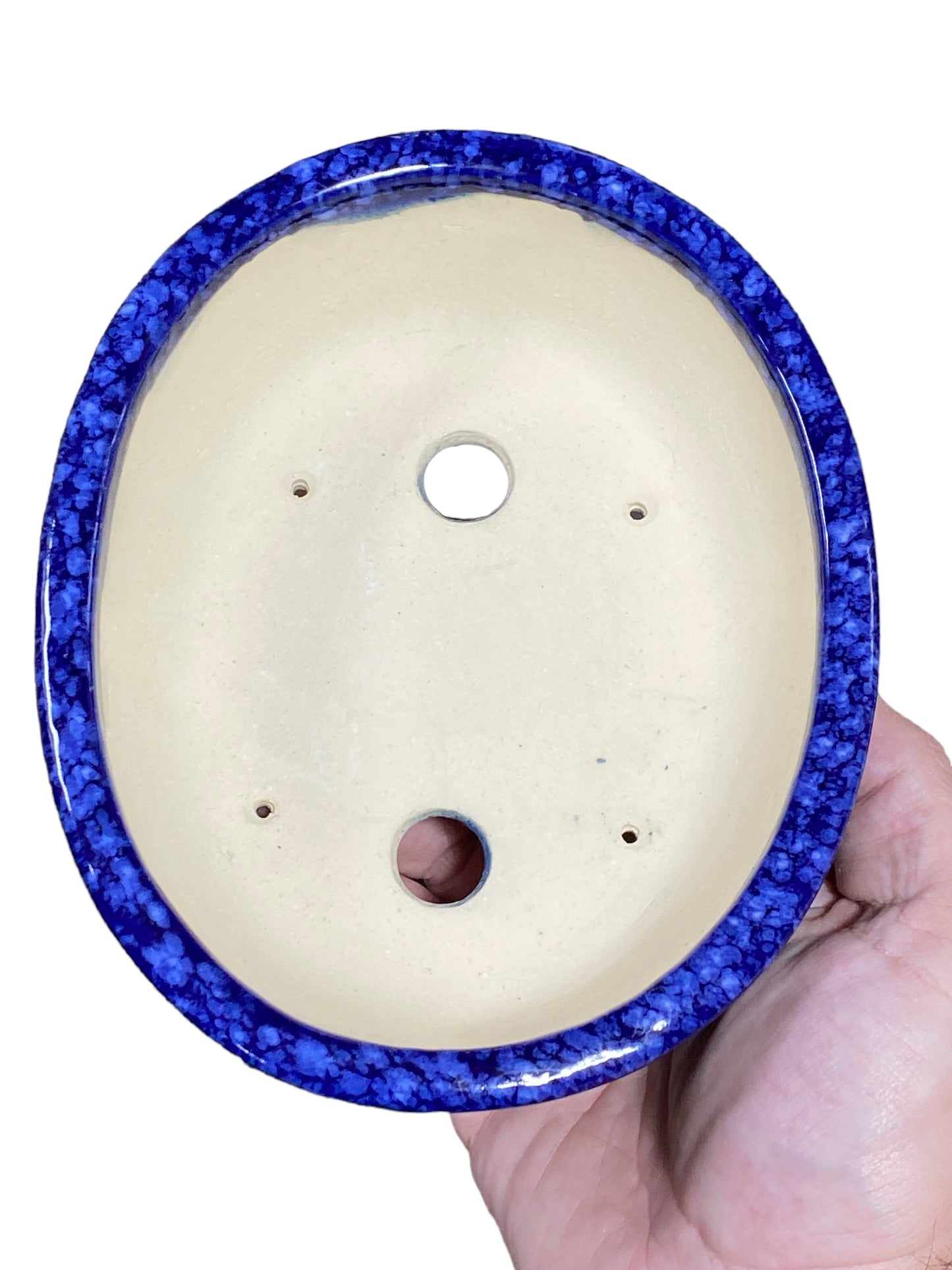 Koyo - Blue & White Glazed Medium Oval Bonsai Pot