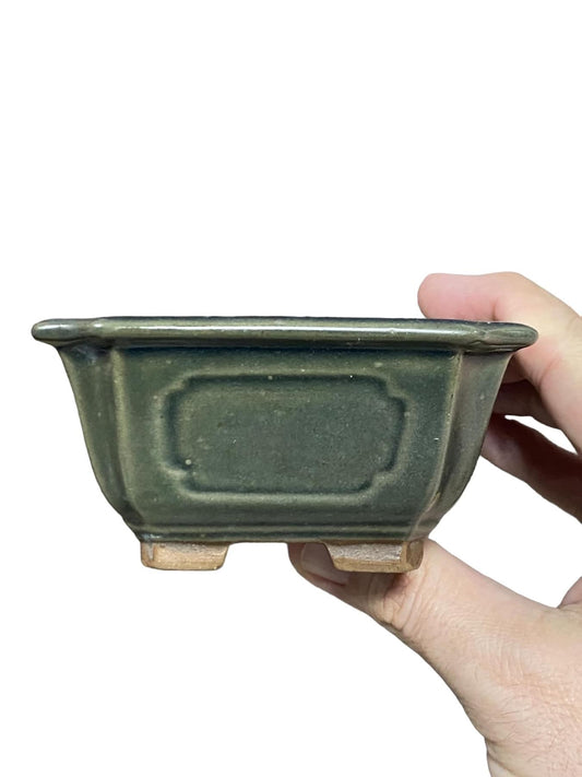 Tosui - Aged Glazed Mokko Style Square Bonsai Pot