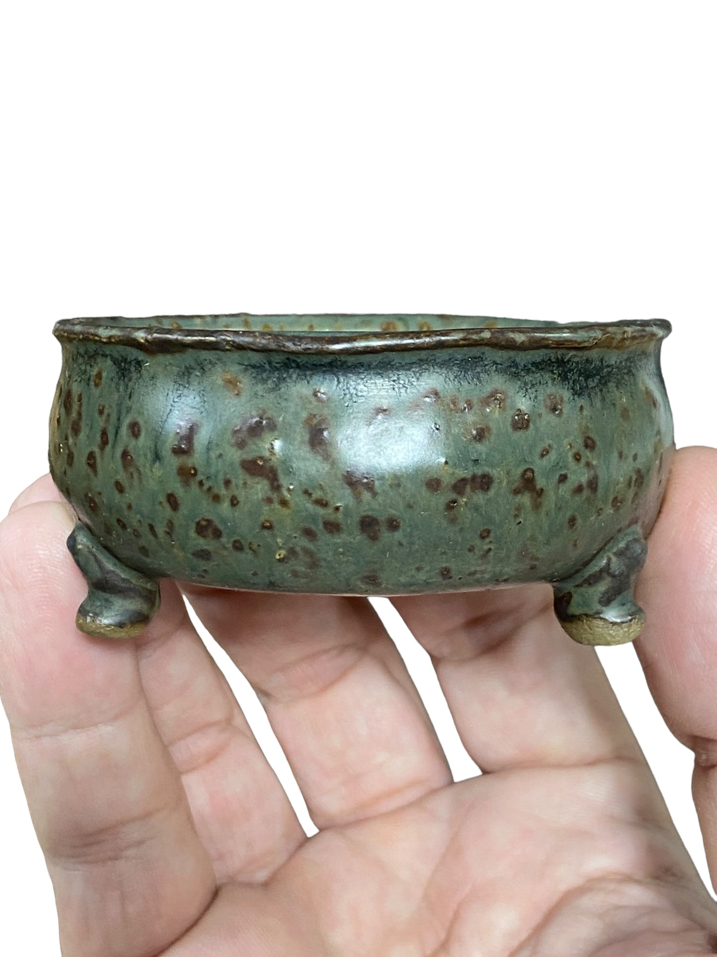 Glazed Footed Drum Bonsai Pot from Japan