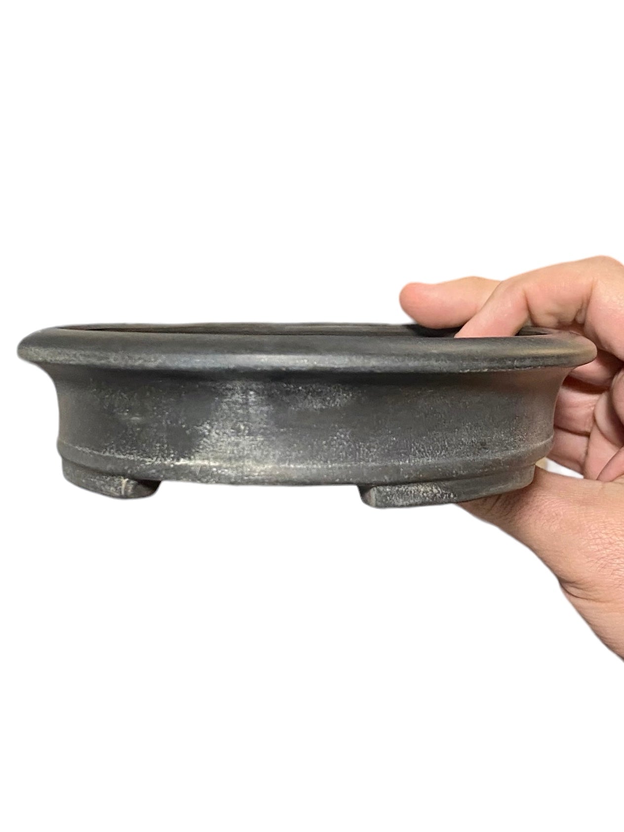 Bigei - Rare Black Clay Oval Bonsai Pot