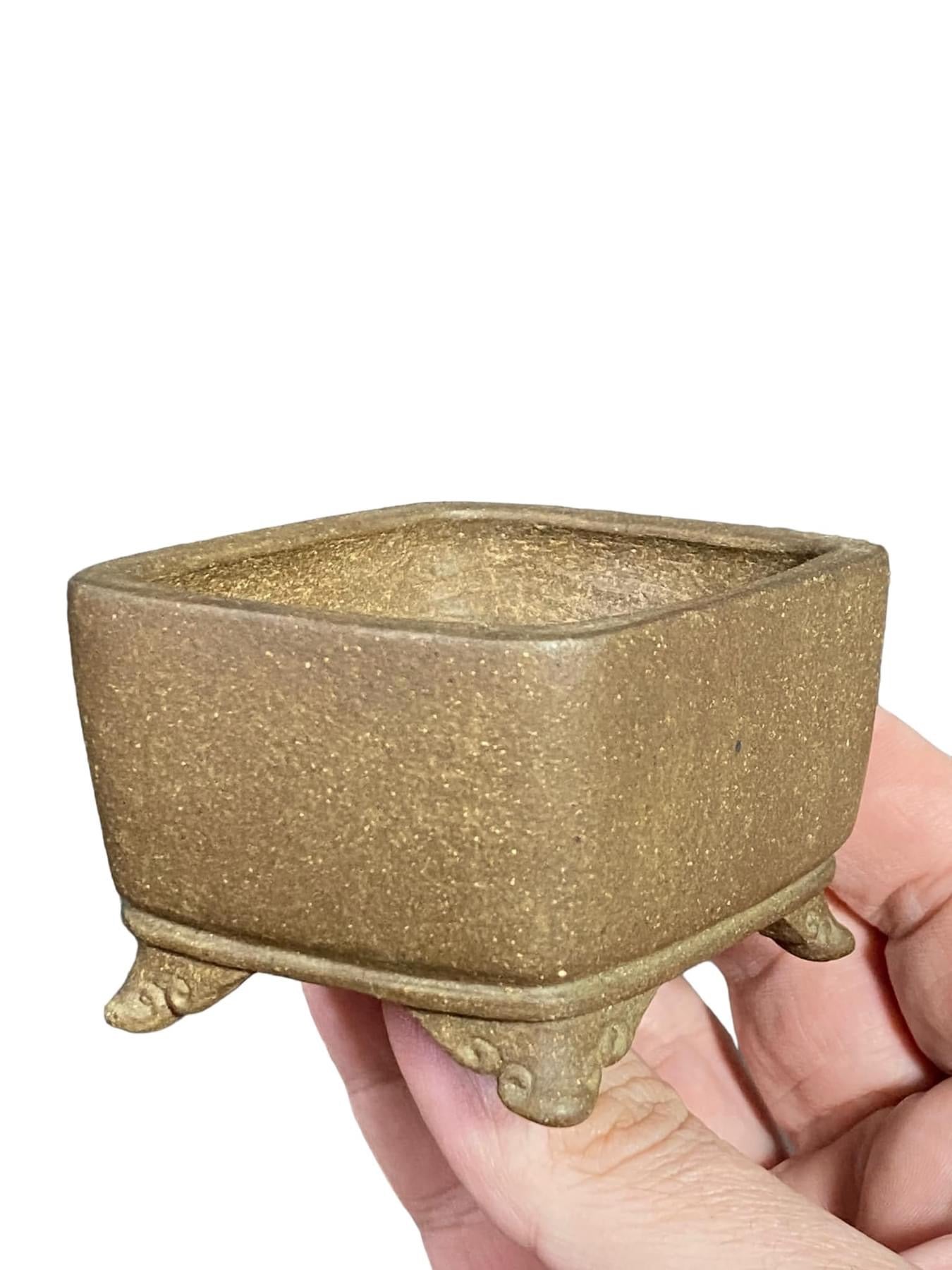 Banko Syunzan - Very Rare Unglazed Footed Bonsai Pot (3-1/8” wide)