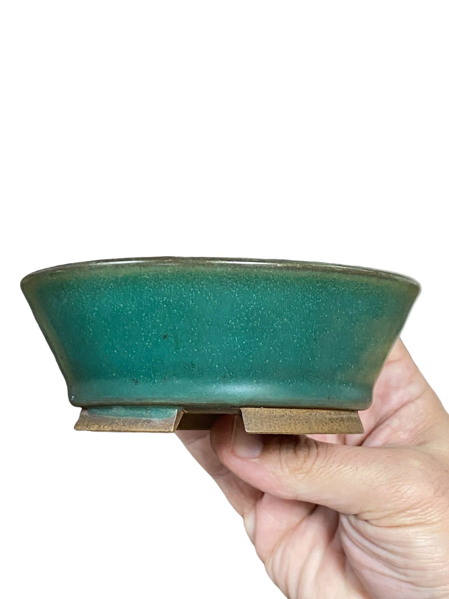 Bigei - Old Green Glazed Round Style Bonsai Pot
