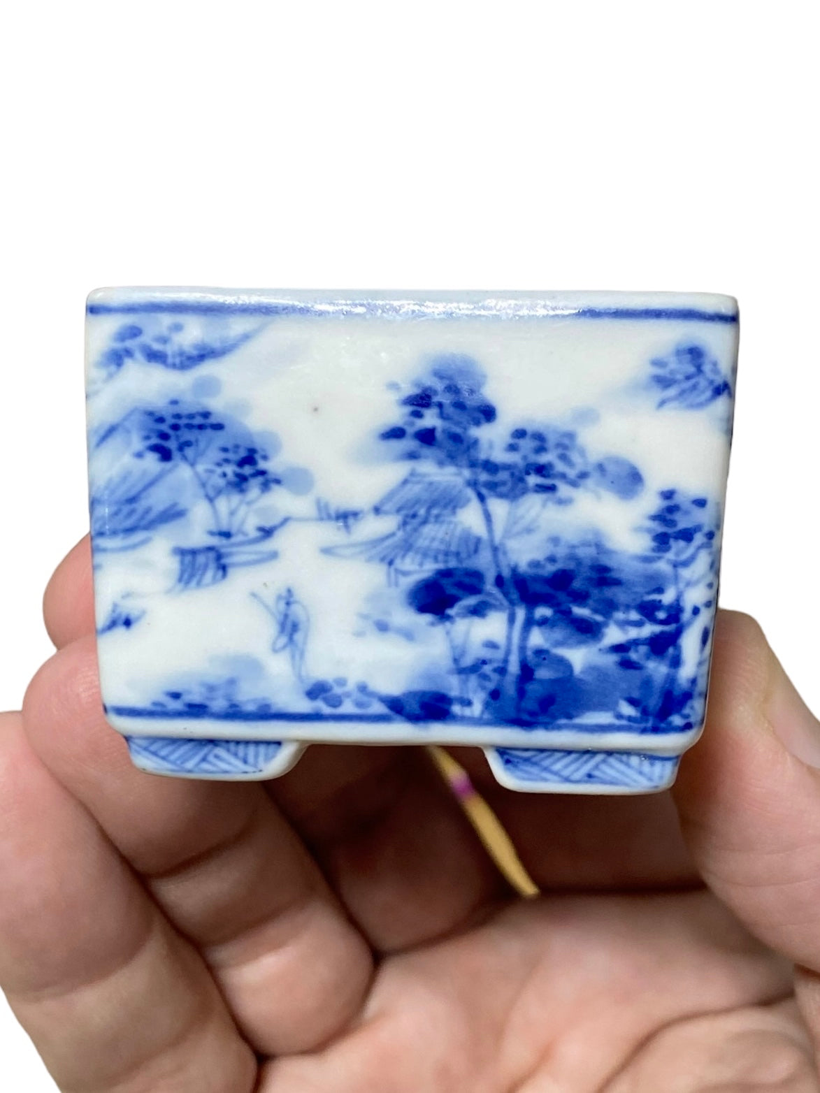 Setsuzan - Painted Mame Rectangle Bonsai Pot