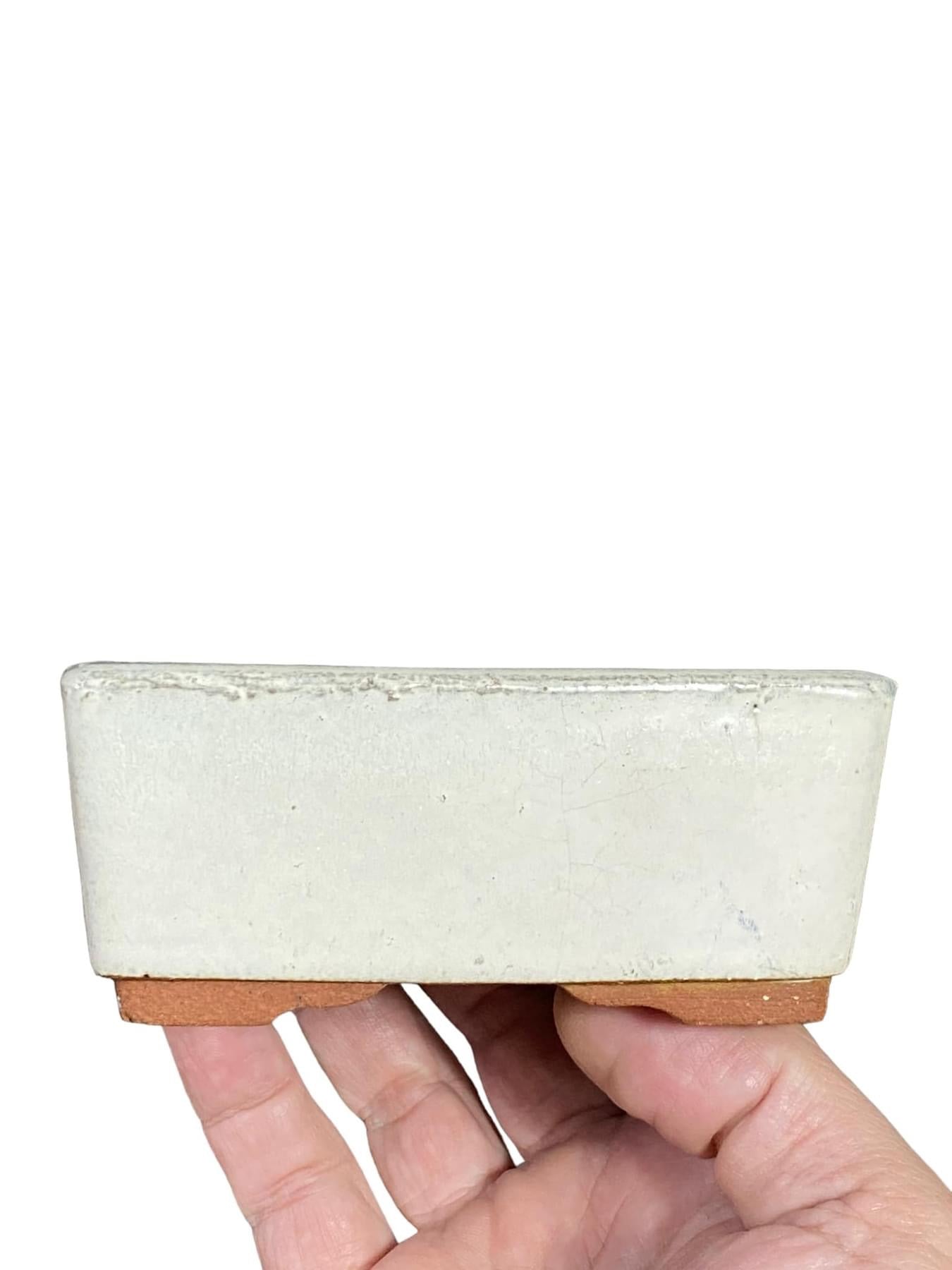 Eimei - Subdued White Glazed Bonsai Pot (4-3/4” wide)