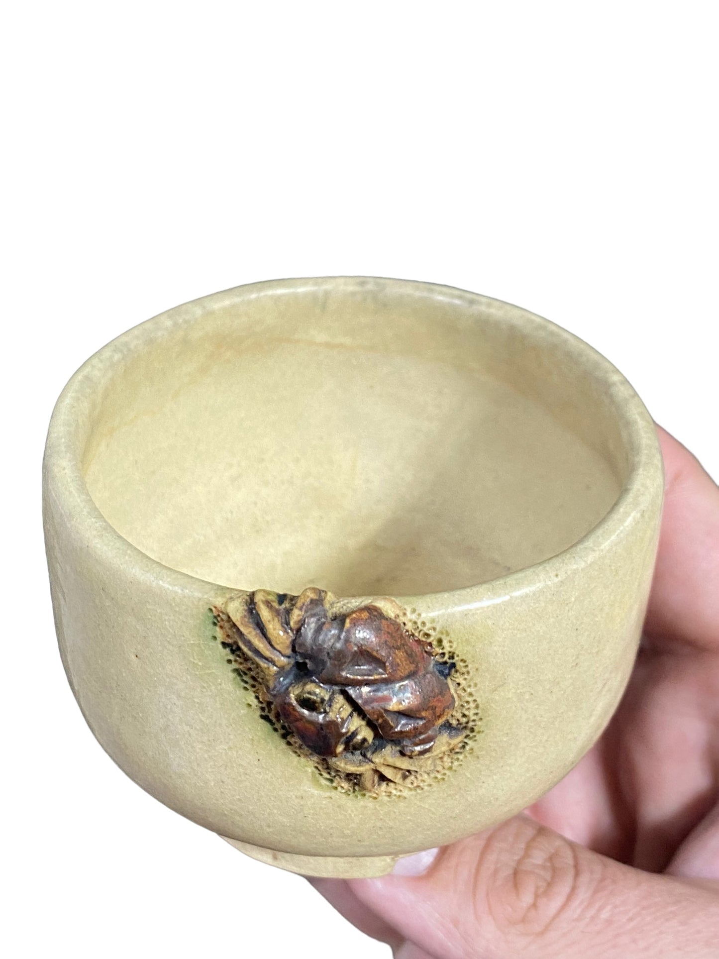 Tanabe Sekisyu - Carved Crab on a Bowl Bonsai Pot (Rare) (3-3/8” wide)