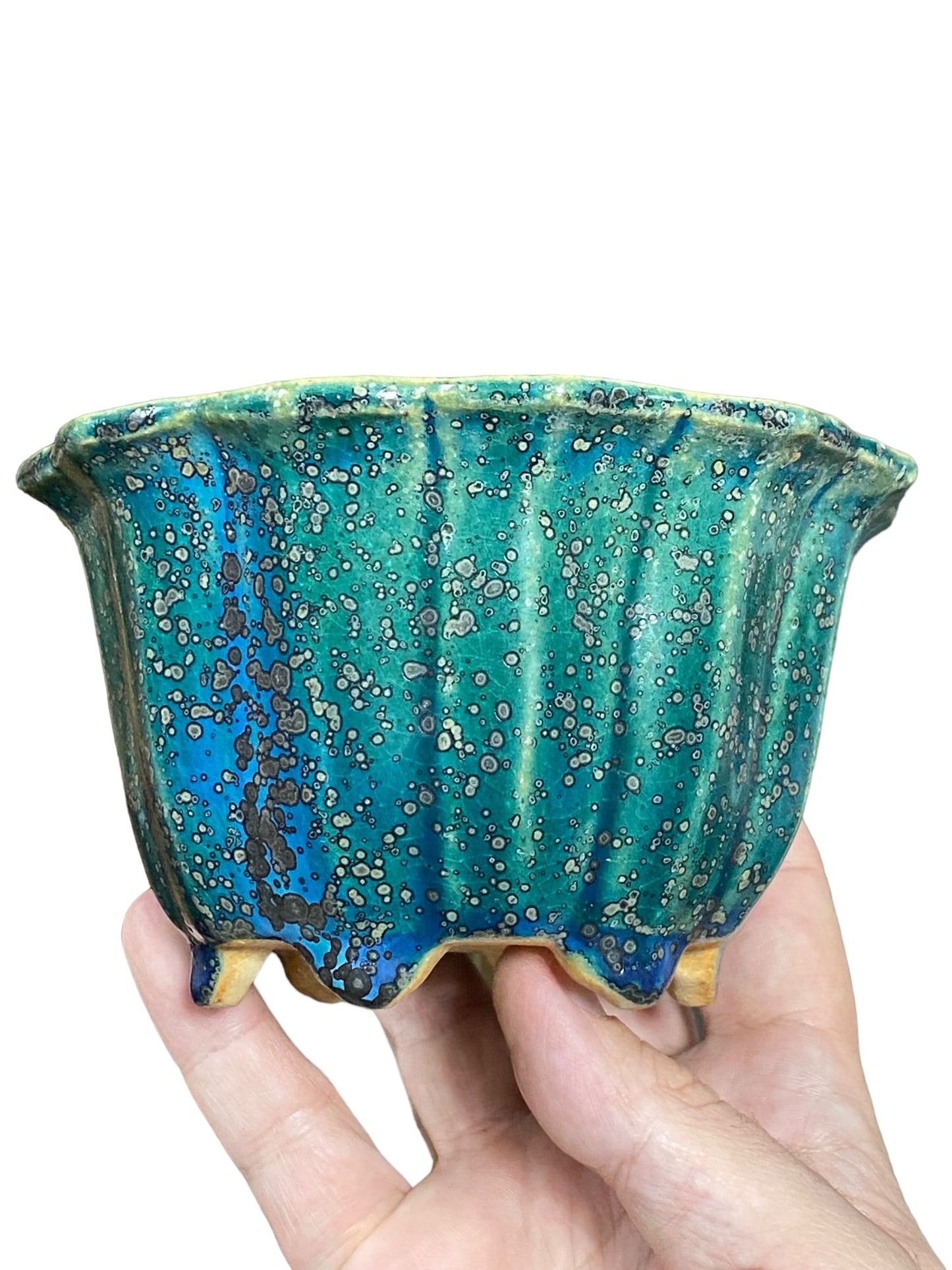 Koyo - Classic Oribe Glazed Rinka Bowl Bonsai Pot