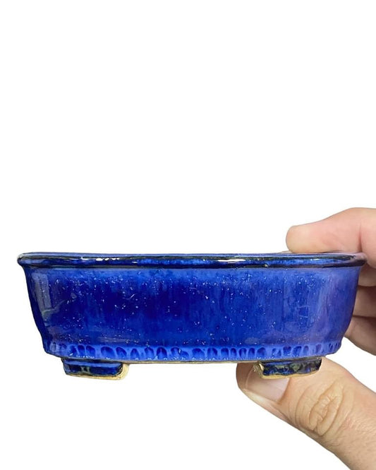 Shibakatsu - Stunning Namako Blue Glazed Bonsai Pot (4-1/4” wide)