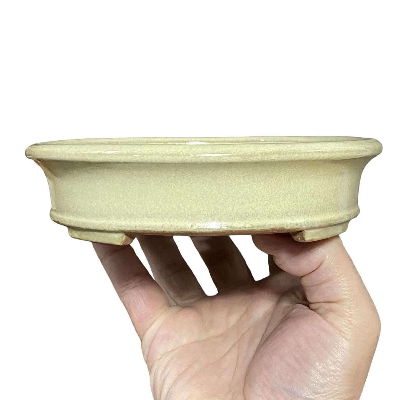 Yamafusa - Beautiful Glazed Oval Bonsai Pot (8-5/16” wide)