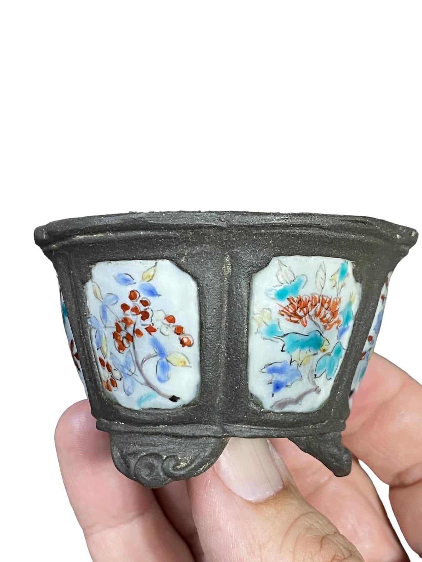 Kutani Houzan - Old Hand Painted Bonsai Pot (2-15/16” wide)