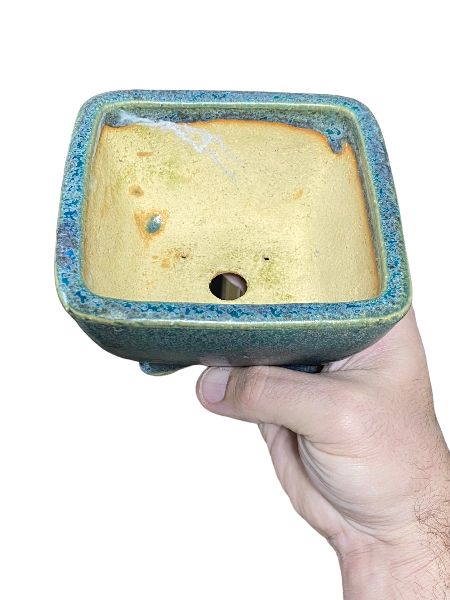 Koyo - Classic Oribe Glazed Square Bonsai Pot