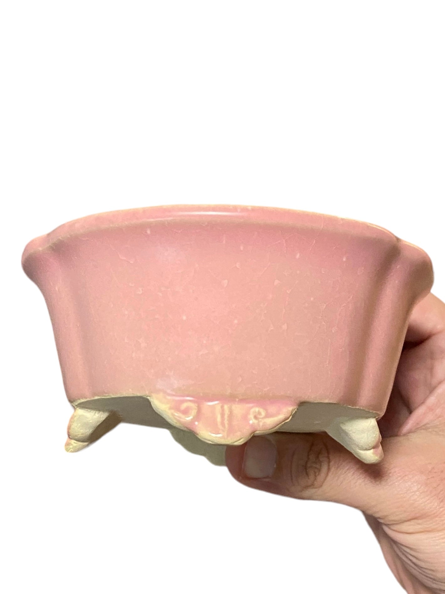 Shibakatsu - Glazed Pink Mokko Style Bonsai Pot