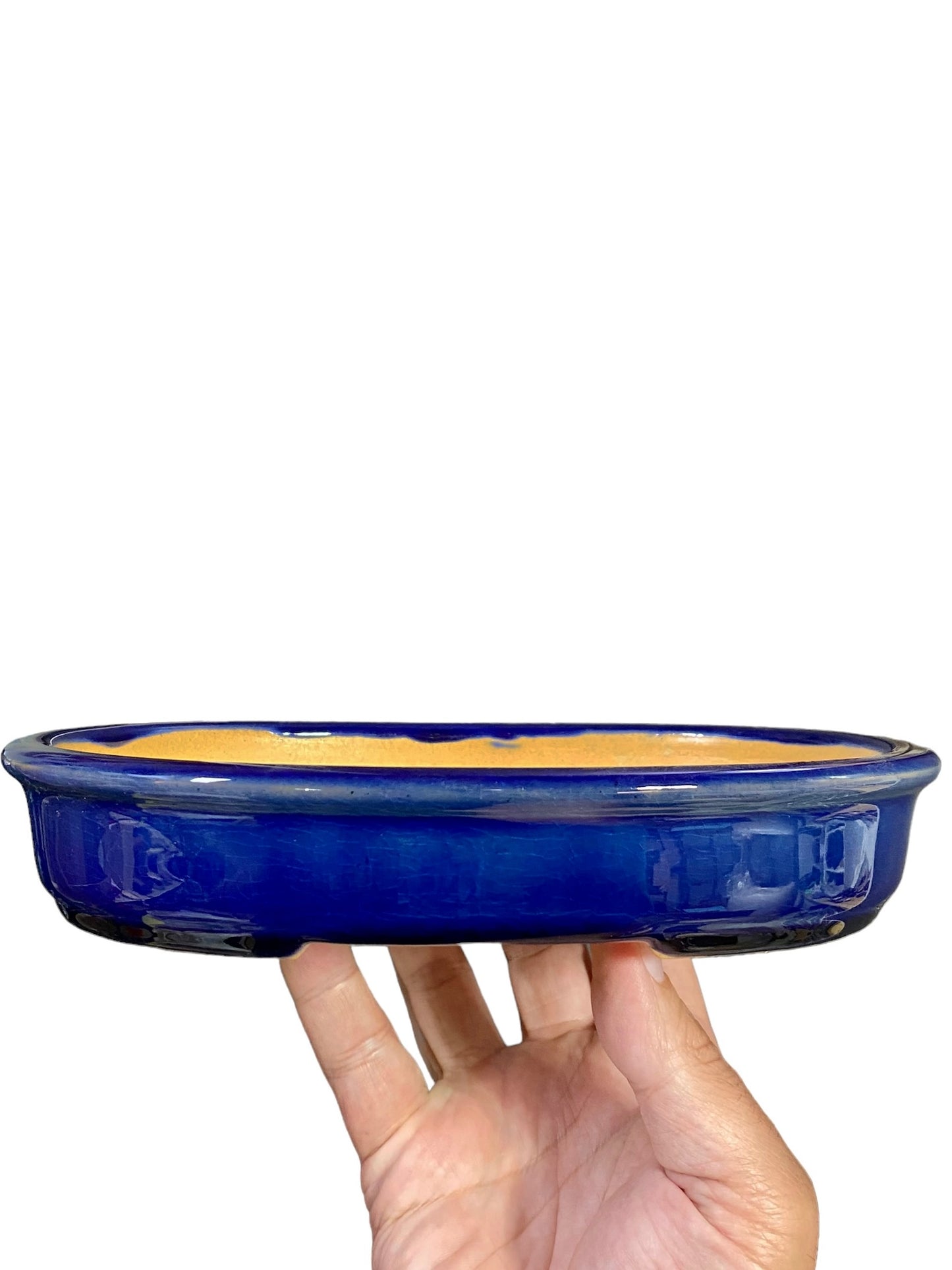 LoveBonsai Glazed Blue Oval Bonsai Pot (8-1/2” wide)