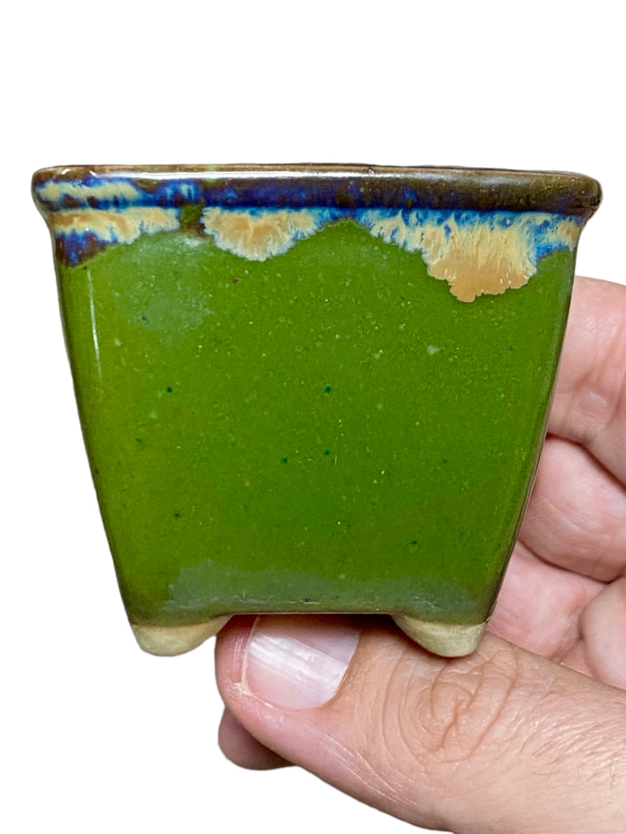 Japanese - Glazed Green Semi-Cascade Style Bonsai or Accent Pot