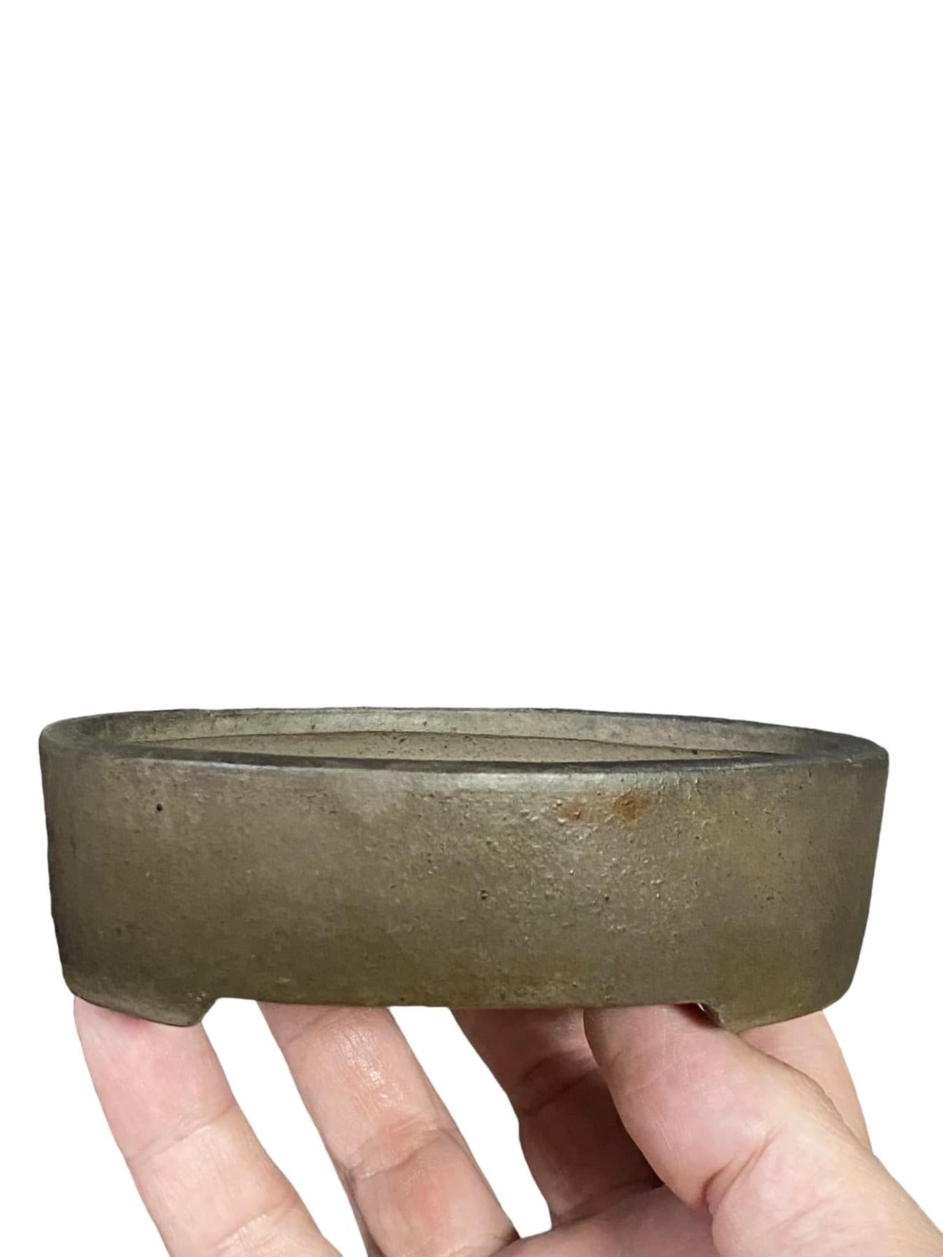 Syouzan Production - Stellar Value Oval Bonsai Pot with Patina (4-3/4” wide)