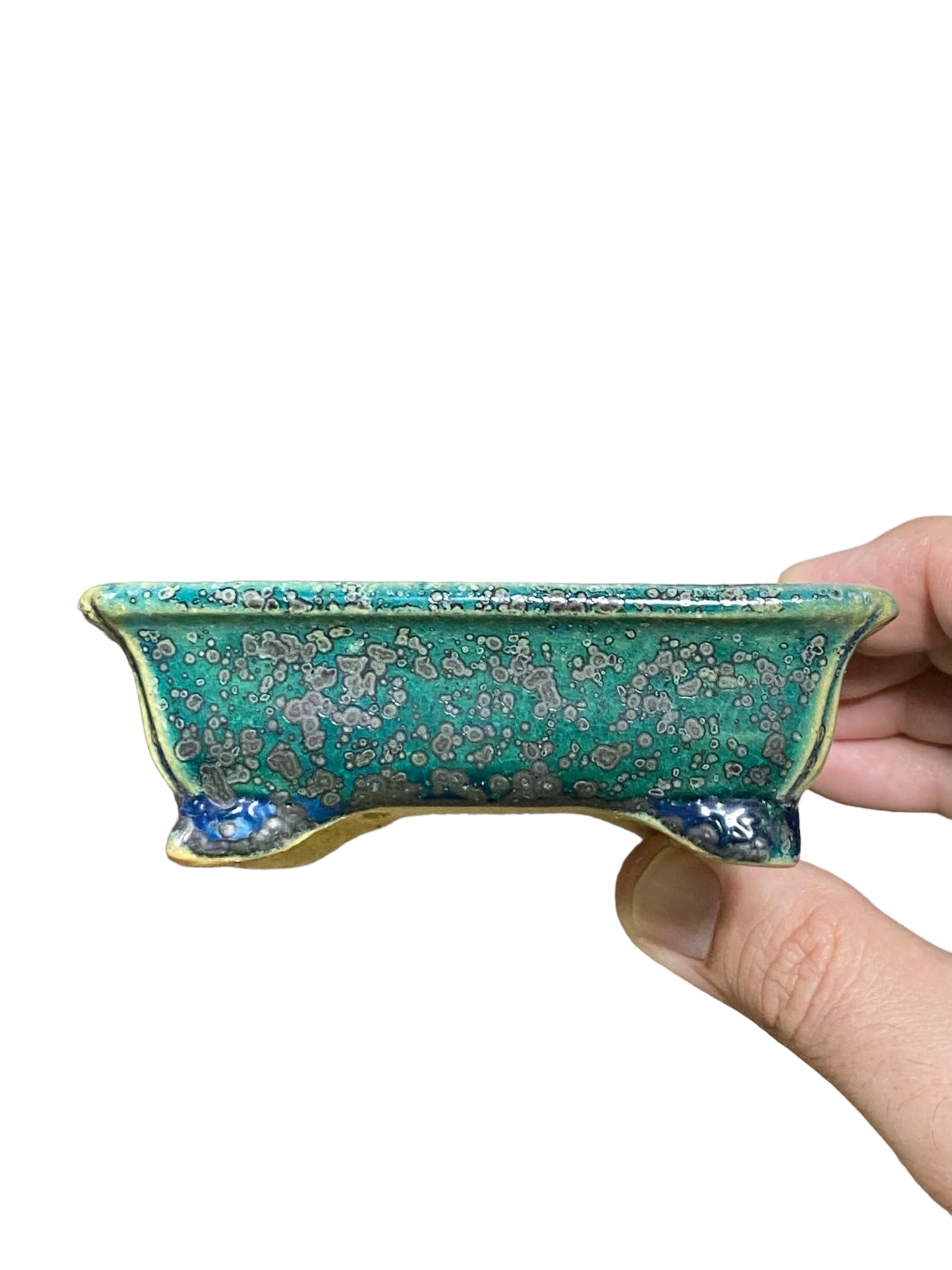 Koyo - Oribe Glazed Shohin Rectangle Bonsai Pot