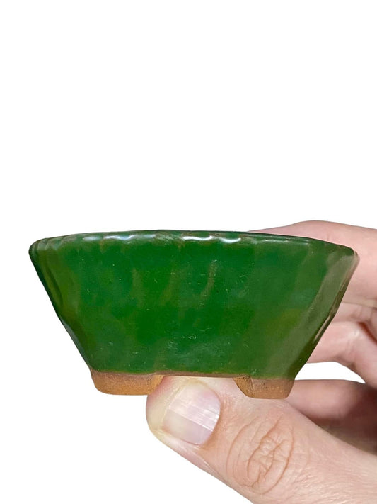 Houzan - Stellar Rich Green Glazed Bonsai Pot (3” wide)