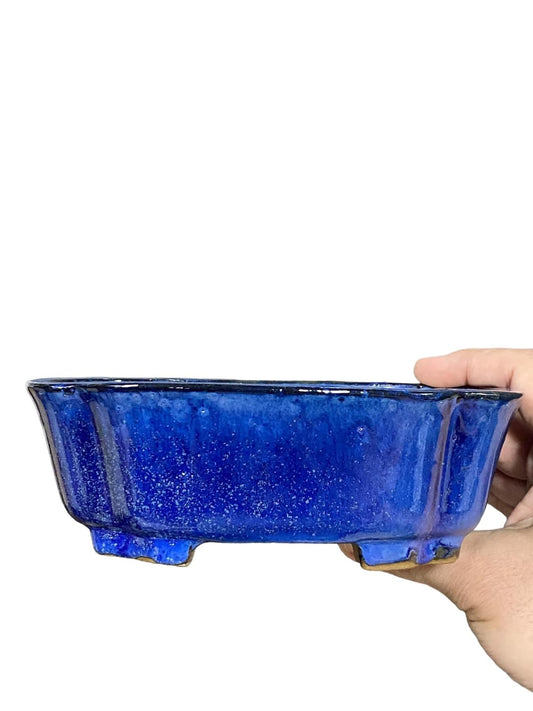 Shibakatsu - Lovely Namako Blue Glazed Bonsai Pot (7-5/16” wide)