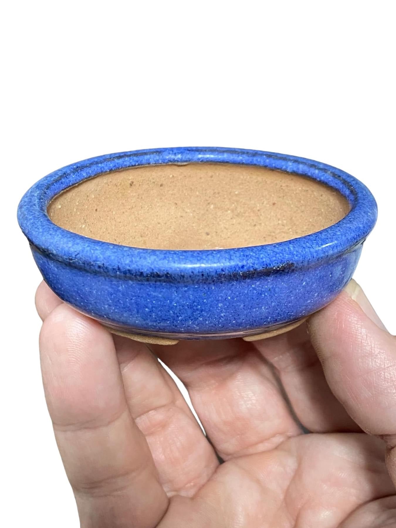 Blue Glazed Mame Oval Bonsai Pot from China
