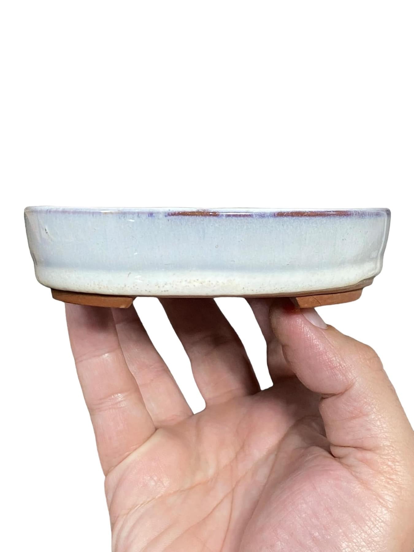 White Glazed Oval Bonsai Pot from China