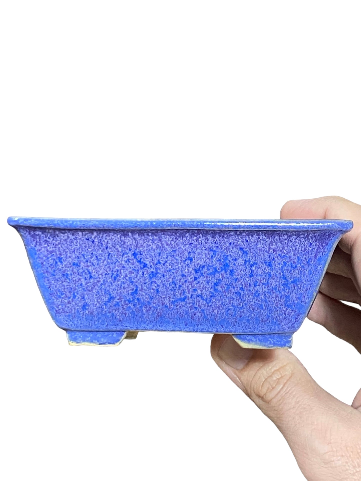 Eimei - Lovely Glazed Rectangle Bonsai Pot (4-7/8" wide)