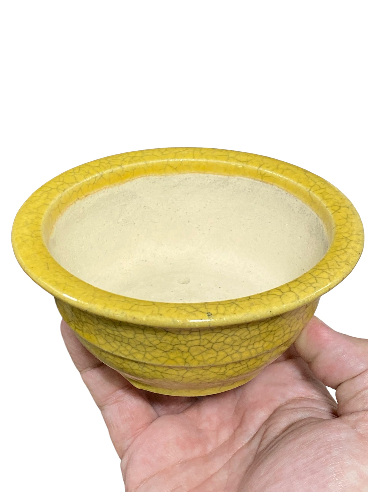 Koyo - Yellow Crackle Glazed Bowl Bonsai Pot