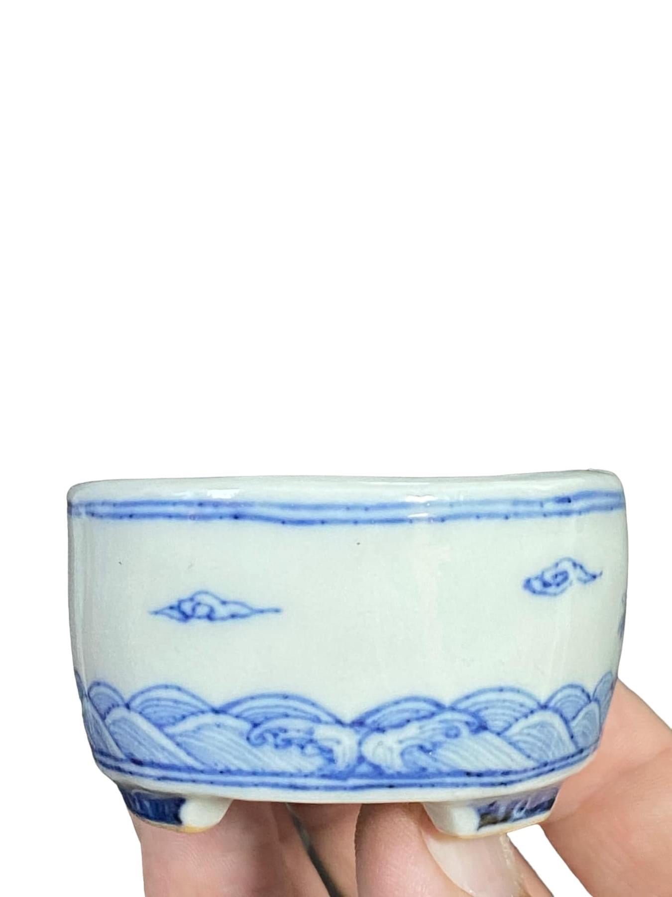 Kutani - Hand Painted Oval Bonsai Pot (3-7/16” wide)