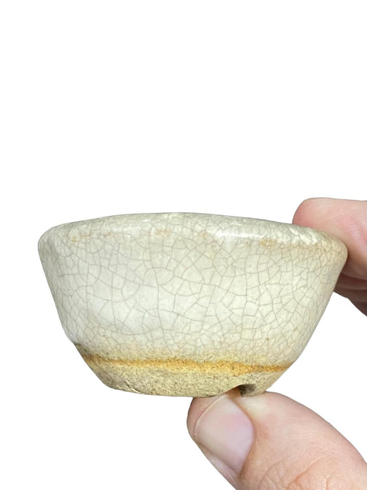 Japanese (Likely Rozan) - Old White Crackle Glazed Bonsai Pot (1-1/2” wide)