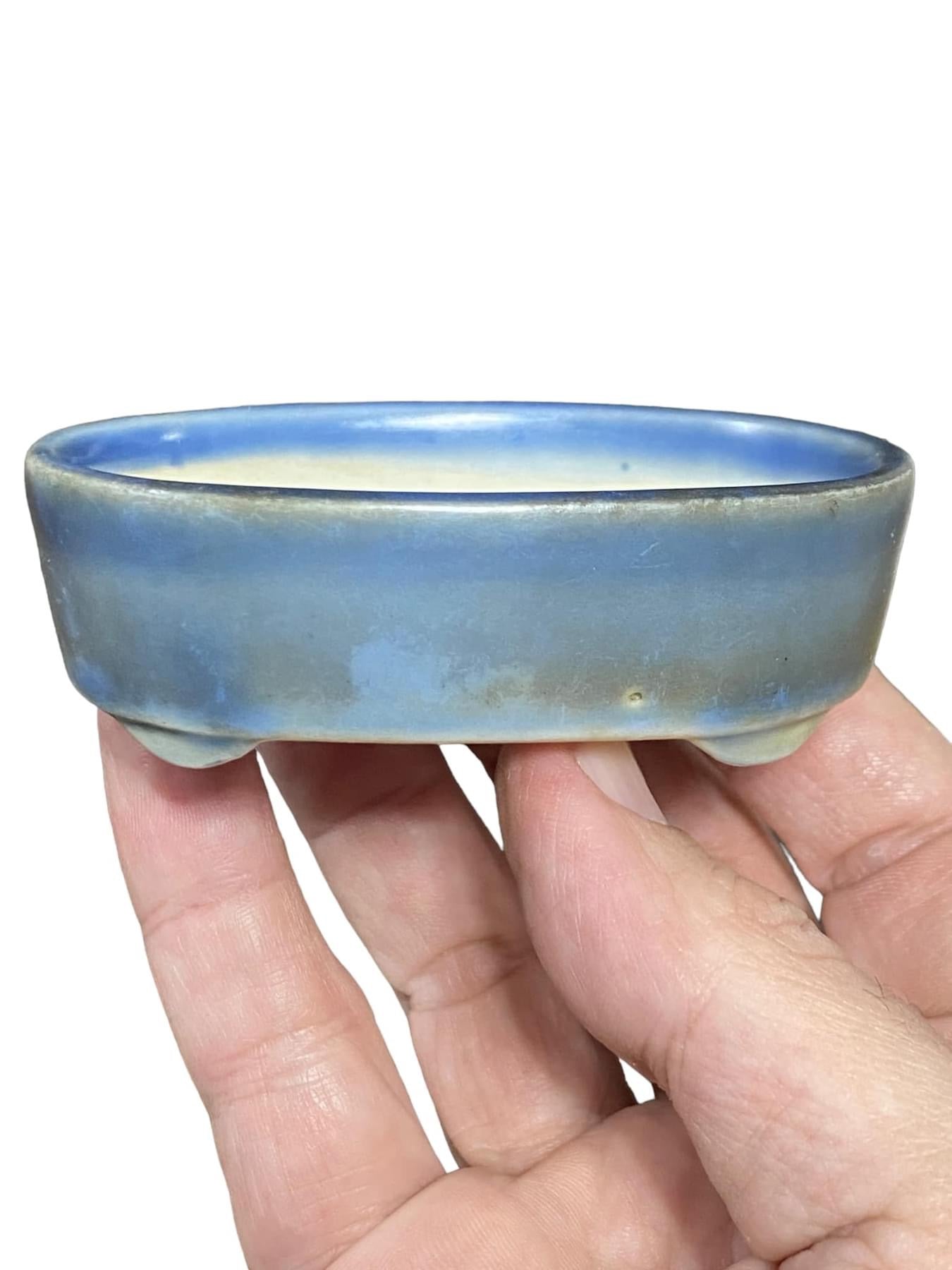 Japanese - Old Glazed Oval Bonsai Pot From Japan(Patina)