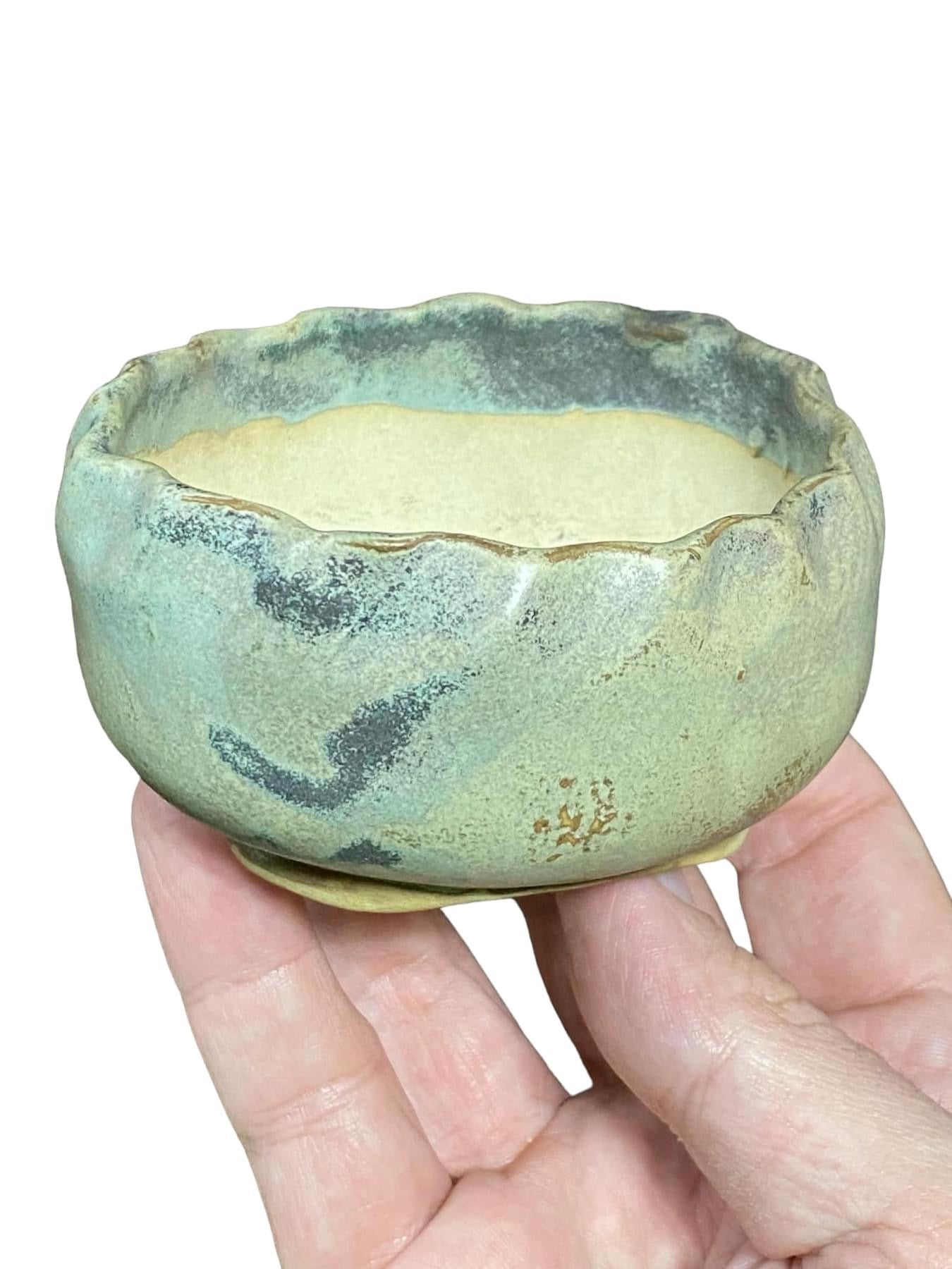 Tanabe Sekisyu - Bronzed Frog Mame Bonsai or Accent Pot (Rare)